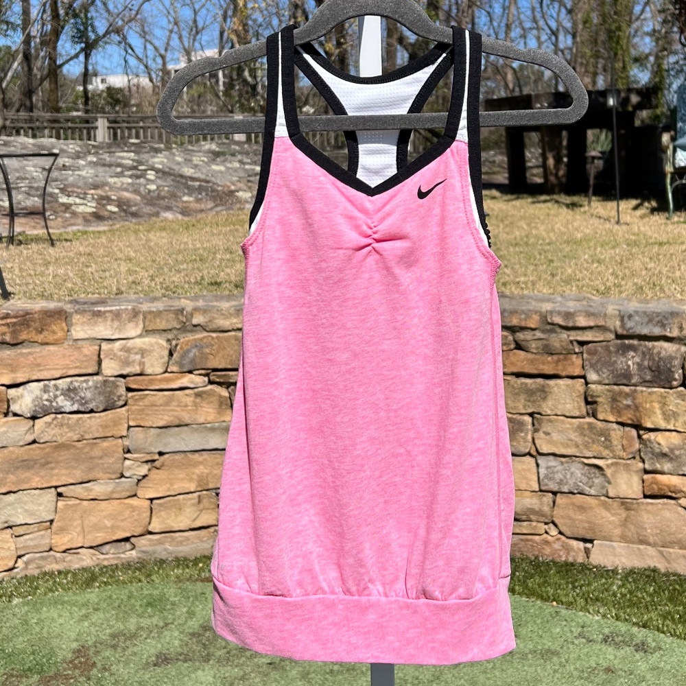 Nike Girls' Dri-Fit Pink Cami with Black Trim